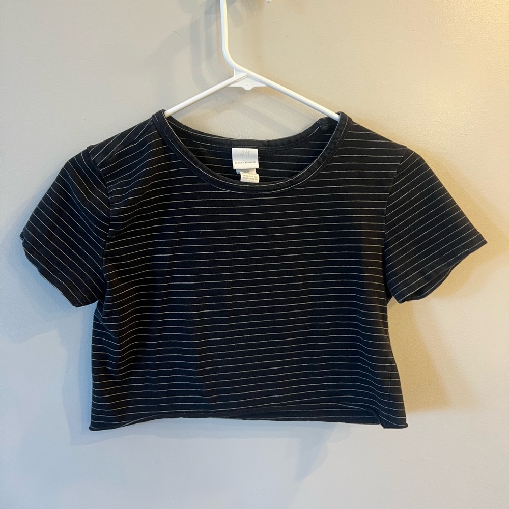 Striped Black Crop Top